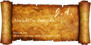 Jovián Ambró névjegykártya
